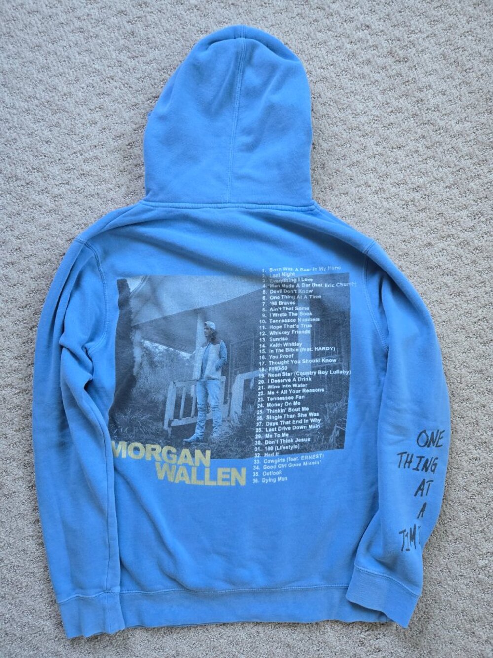 Official Morgan Wallen Merch One Thing At A Time Hoodie Sweatshirt Men's Medium